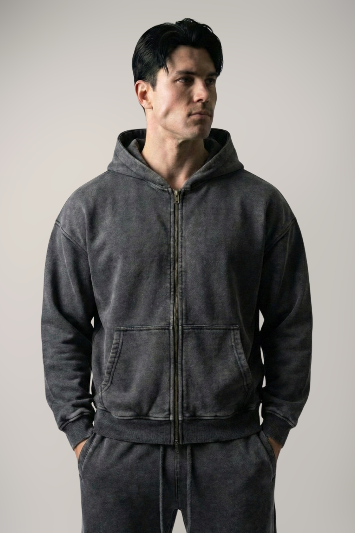 RIFT | ACID WASH BOXY ZIP-UP HOODIE