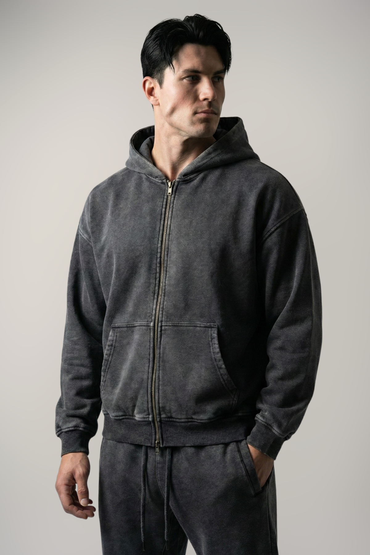 RIFT | ACID WASH BOXY ZIP-UP HOODIE