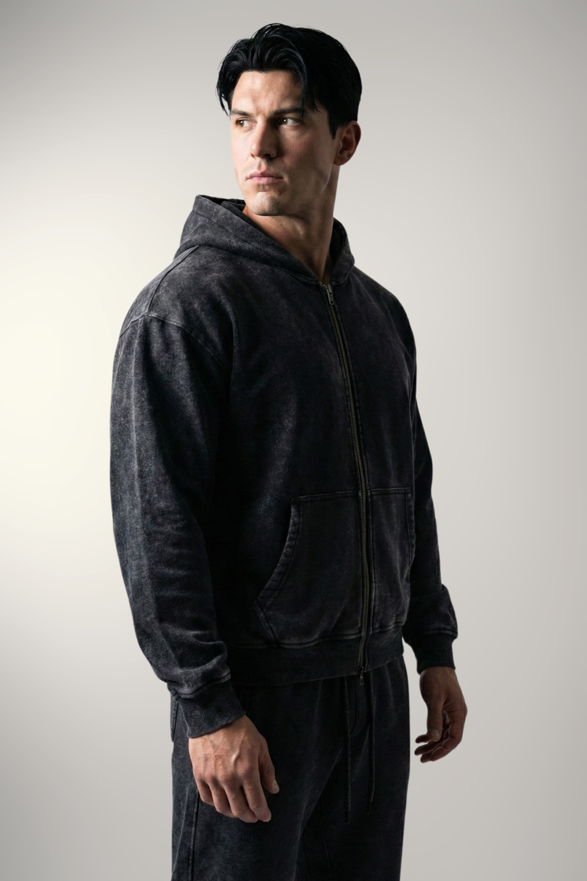 RIFT | ACID WASH BOXY ZIP-UP HOODIE