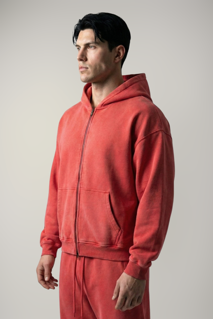 RIFT | ACID WASH BOXY ZIP-UP HOODIE