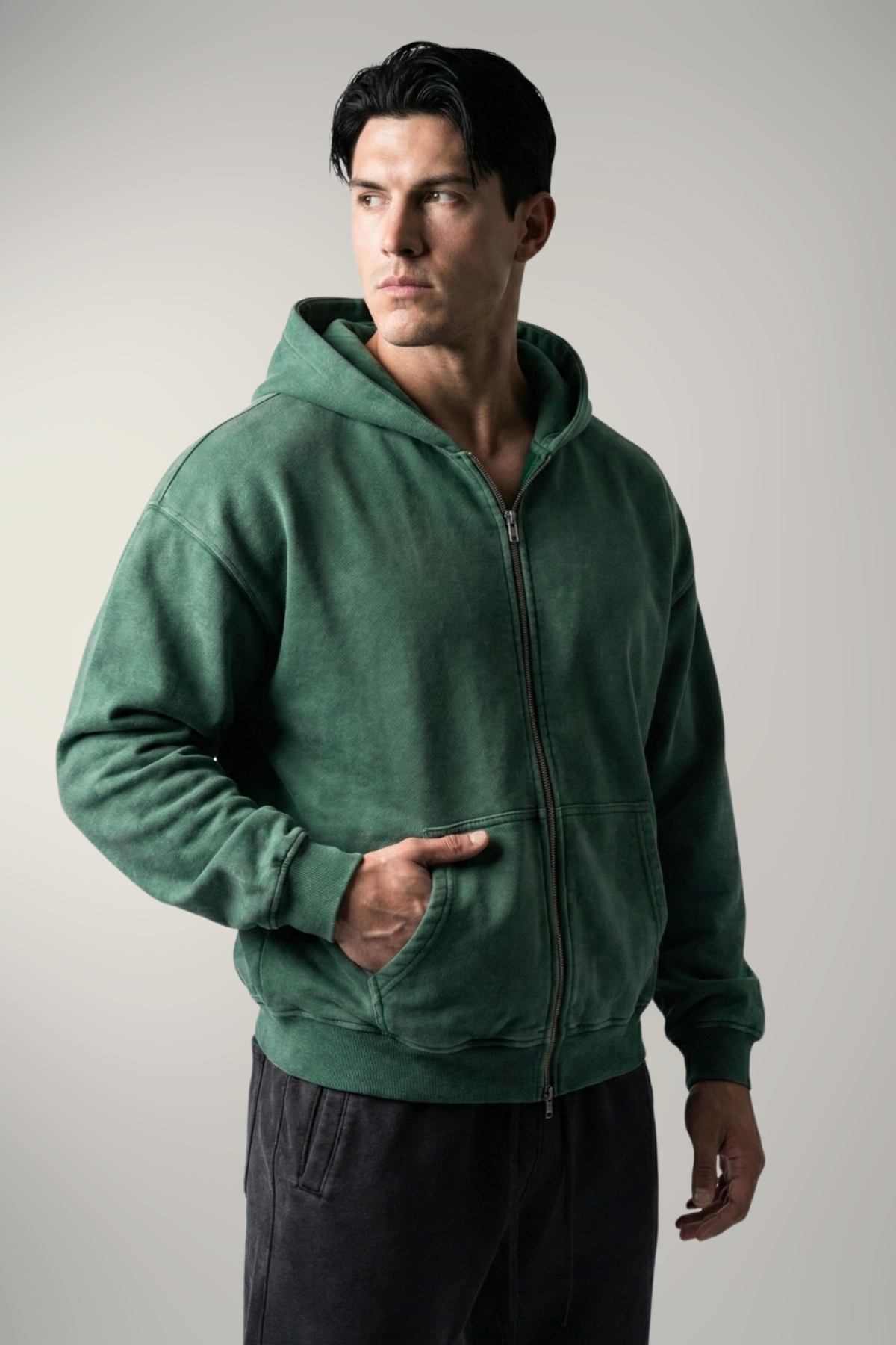 RIFT | ACID WASH BOXY ZIP-UP HOODIE