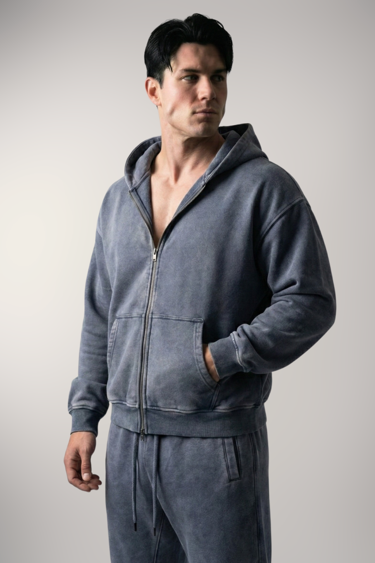 RIFT | ACID WASH BOXY ZIP-UP HOODIE