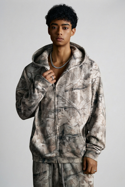 CAMO | FULL-ZIP OVERSIZED HOODIE